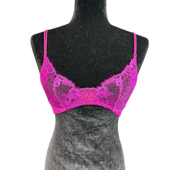 NWT La Perla Hot Pink Lace Bralette - Size 32B - Picture 4 of 9